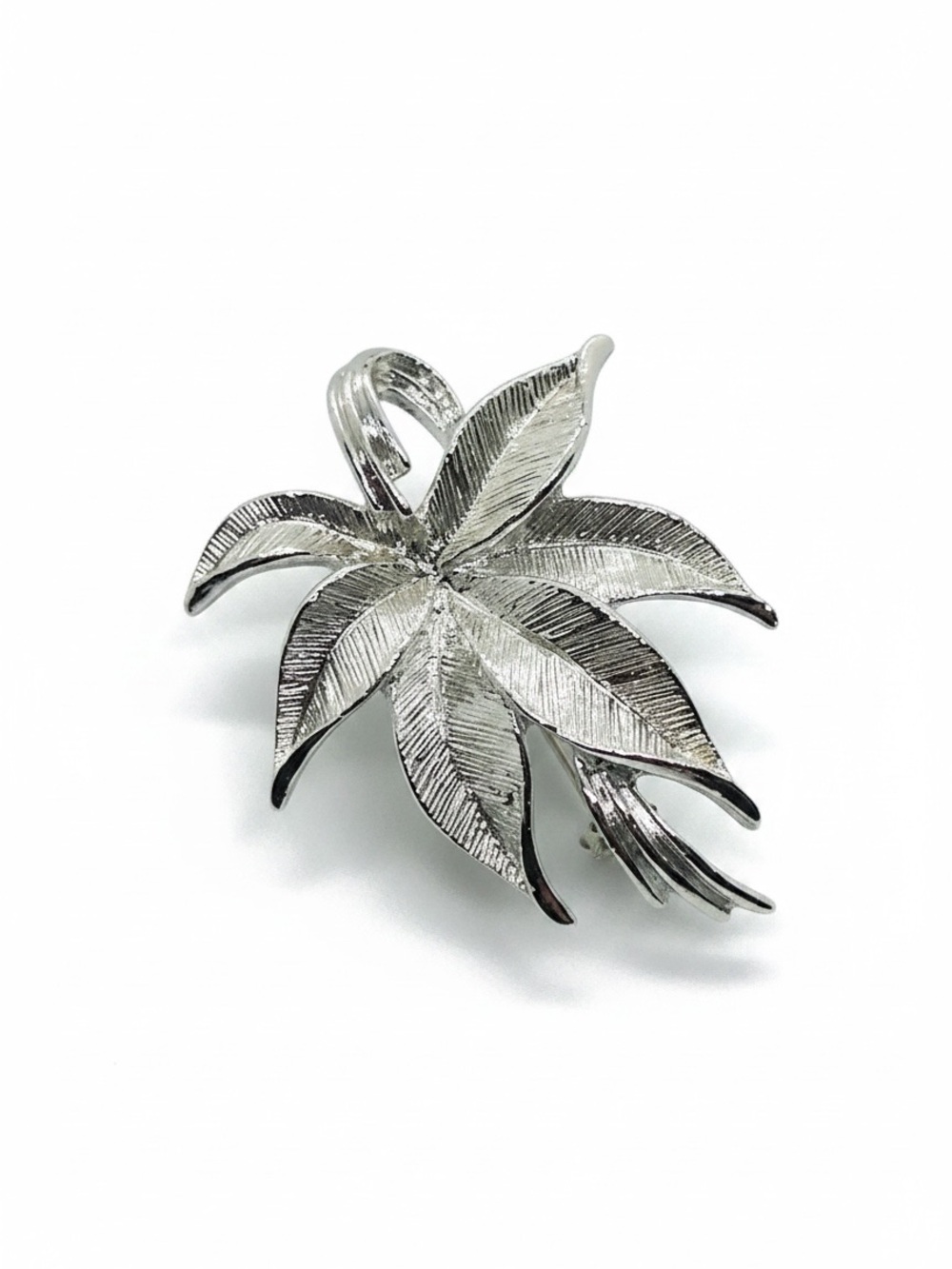 Vintage Gerry’s Silver Tone Leaf Brooch Signed Botanical Pin
